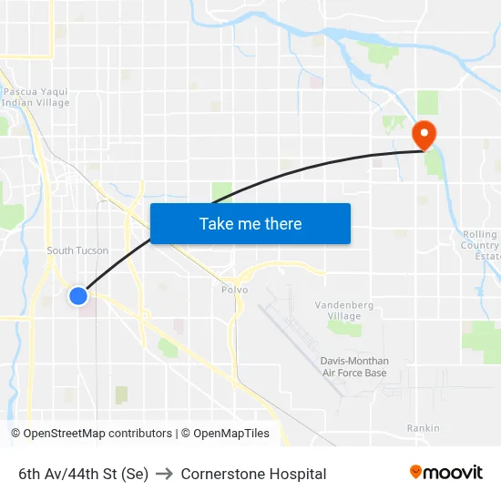 6th Av/44th St (Se) to Cornerstone Hospital map