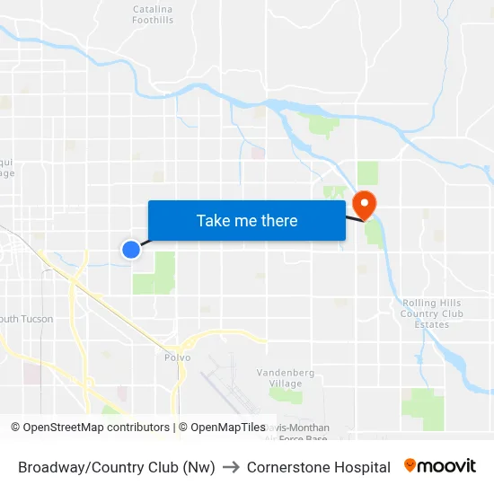 Broadway/Country Club (Nw) to Cornerstone Hospital map