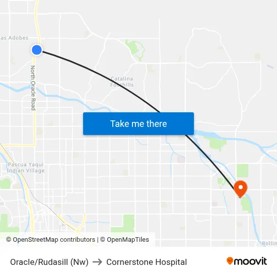 Oracle/Rudasill (Nw) to Cornerstone Hospital map