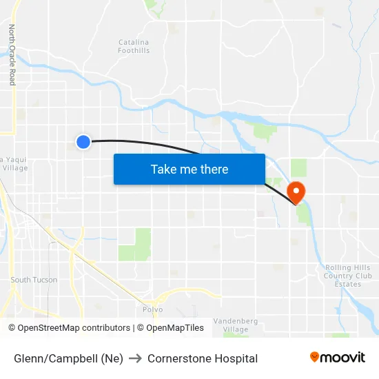 Glenn/Campbell (Ne) to Cornerstone Hospital map