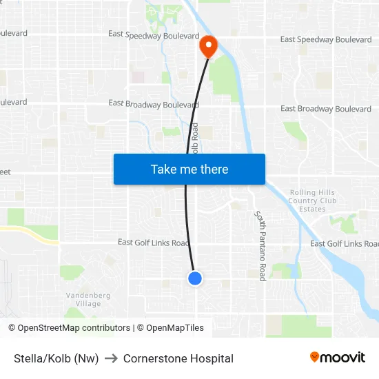 Stella/Kolb (Nw) to Cornerstone Hospital map