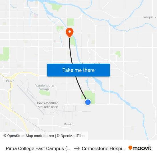 Pima College East Campus (Es) to Cornerstone Hospital map