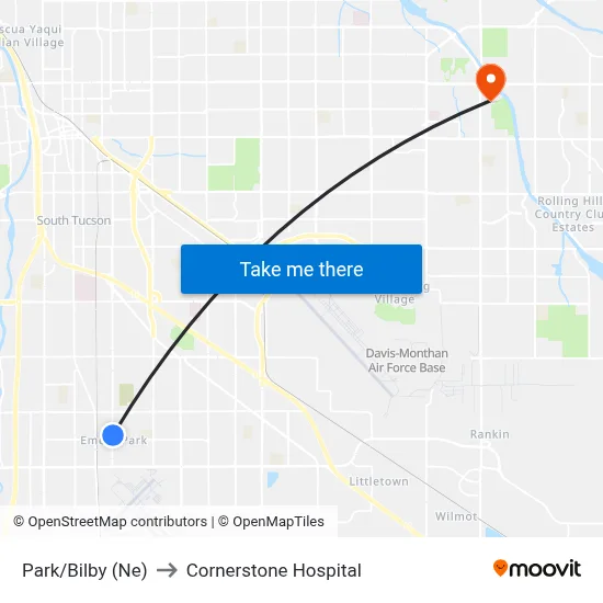 Park/Bilby (Ne) to Cornerstone Hospital map