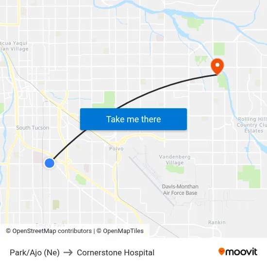 Park/Ajo (Ne) to Cornerstone Hospital map