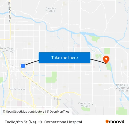 Euclid/6th St (Ne) to Cornerstone Hospital map