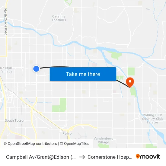 Campbell Av/Grant@Edison (Sw) to Cornerstone Hospital map