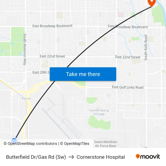Butterfield Dr/Gas Rd (Sw) to Cornerstone Hospital map