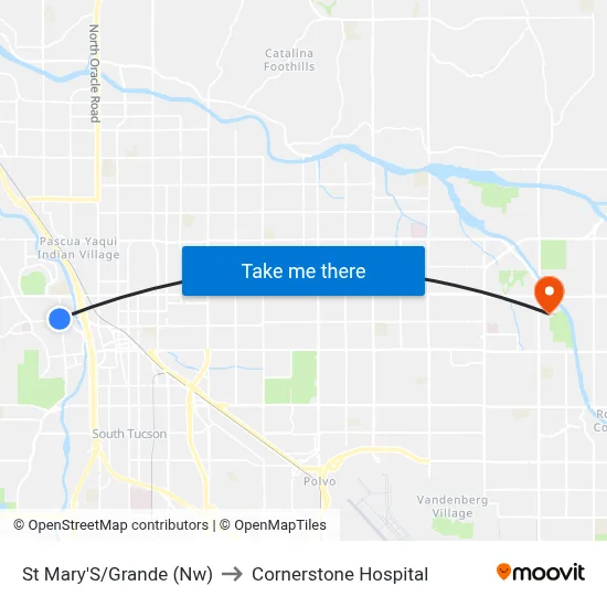 St Mary'S/Grande (Nw) to Cornerstone Hospital map