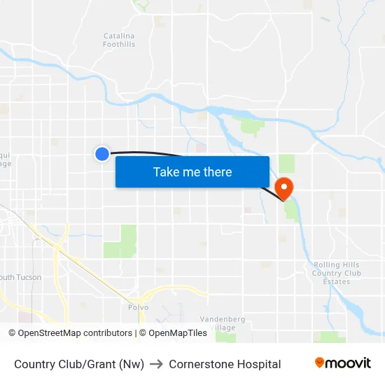 Country Club/Grant (Nw) to Cornerstone Hospital map