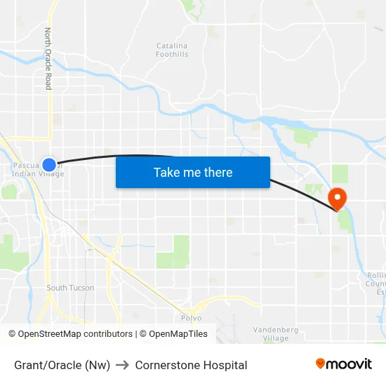 Grant/Oracle (Nw) to Cornerstone Hospital map