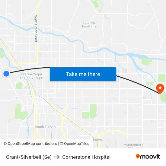 Grant/Silverbell (Se) to Cornerstone Hospital map