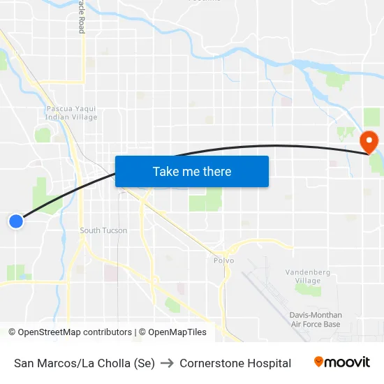 San Marcos/La Cholla (Se) to Cornerstone Hospital map