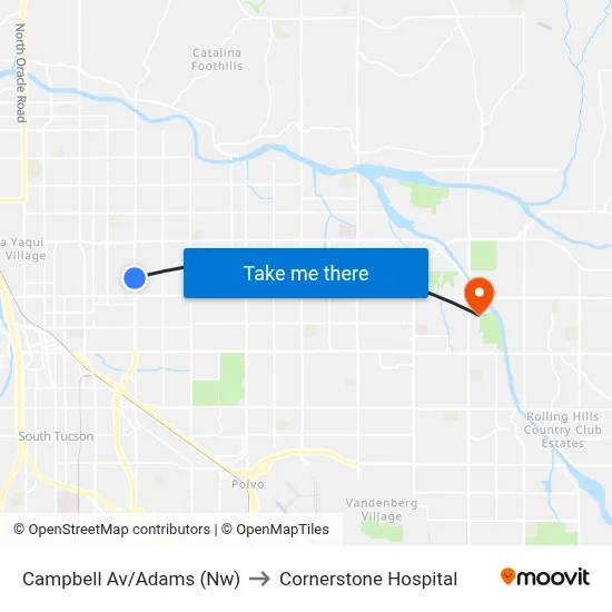 Campbell Av/Adams (Nw) to Cornerstone Hospital map