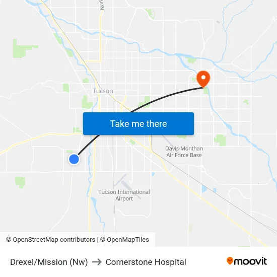 Drexel/Mission (Nw) to Cornerstone Hospital map