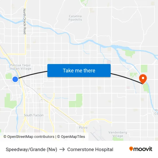 Speedway/Grande (Nw) to Cornerstone Hospital map