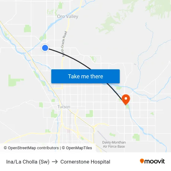 Ina/La Cholla (Sw) to Cornerstone Hospital map