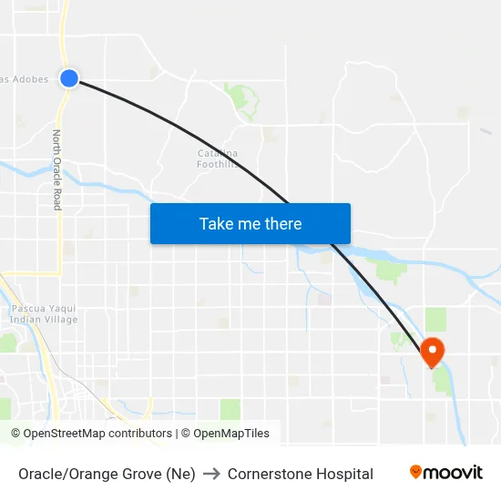Oracle/Orange Grove (Ne) to Cornerstone Hospital map