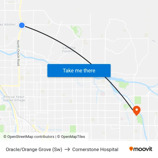 Oracle/Orange Grove (Sw) to Cornerstone Hospital map