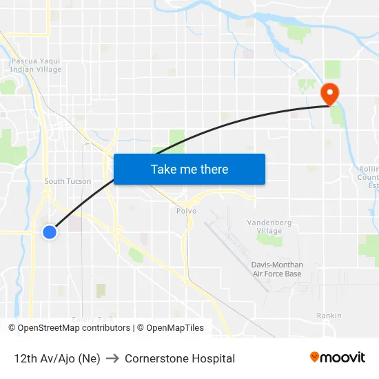12th Av/Ajo (Ne) to Cornerstone Hospital map