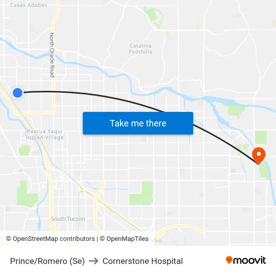 Prince/Romero (Se) to Cornerstone Hospital map