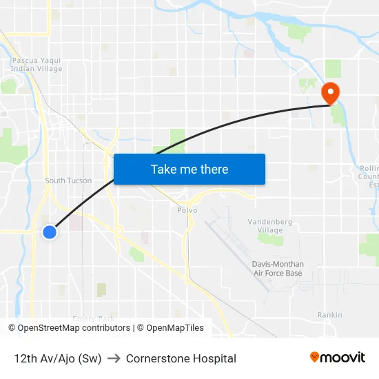 12th Av/Ajo (Sw) to Cornerstone Hospital map
