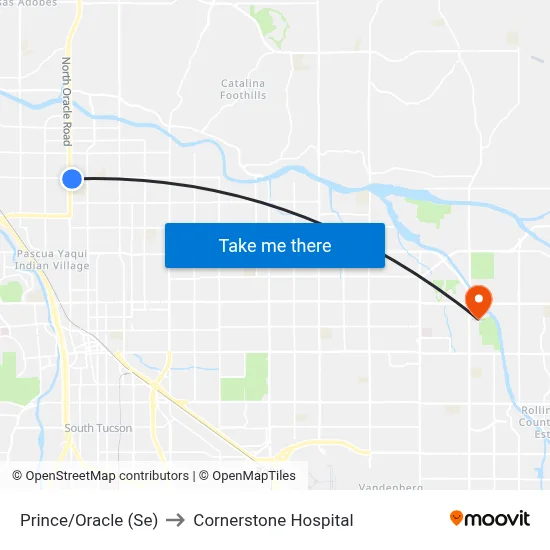 Prince/Oracle (Se) to Cornerstone Hospital map