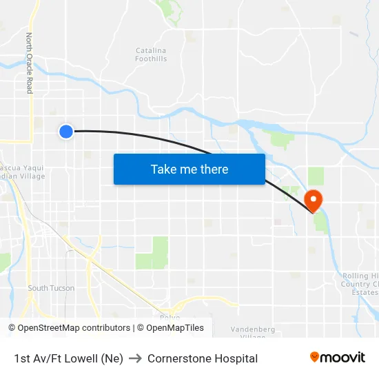 1st Av/Ft Lowell (Ne) to Cornerstone Hospital map