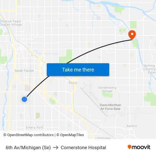 6th Av/Michigan (Se) to Cornerstone Hospital map
