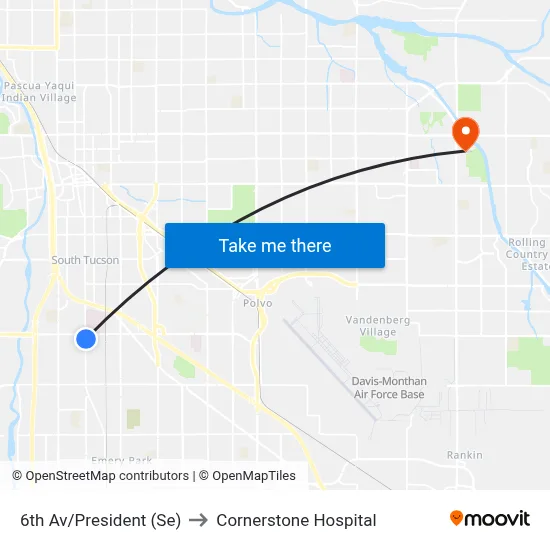 6th Av/President (Se) to Cornerstone Hospital map