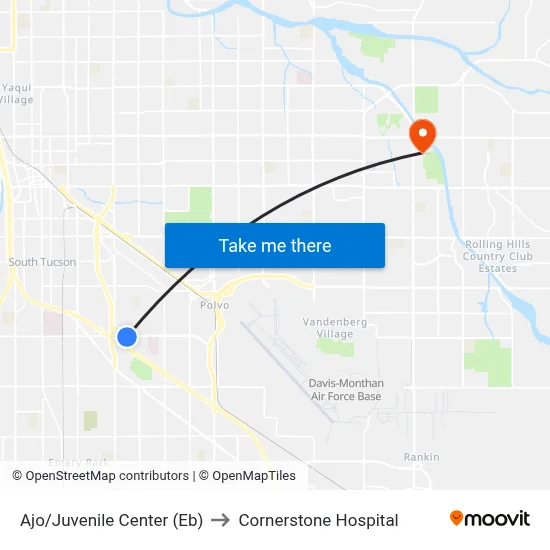 Ajo/Juvenile Center (Eb) to Cornerstone Hospital map