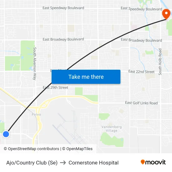 Ajo/Country Club (Se) to Cornerstone Hospital map