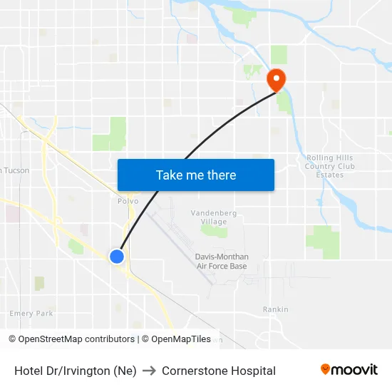 Hotel Dr/Irvington (Ne) to Cornerstone Hospital map