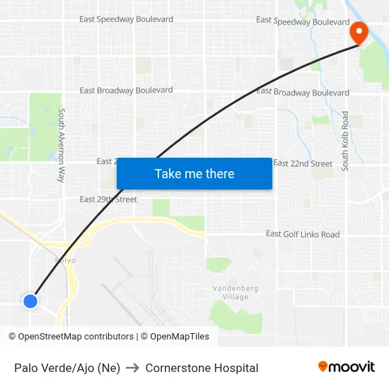 Palo Verde/Ajo (Ne) to Cornerstone Hospital map