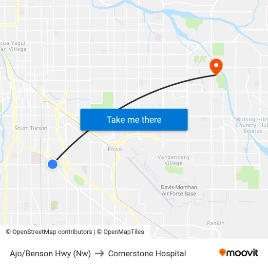 Ajo/Benson Hwy (Nw) to Cornerstone Hospital map