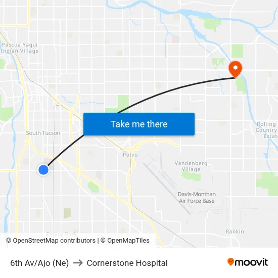 6th Av/Ajo (Ne) to Cornerstone Hospital map