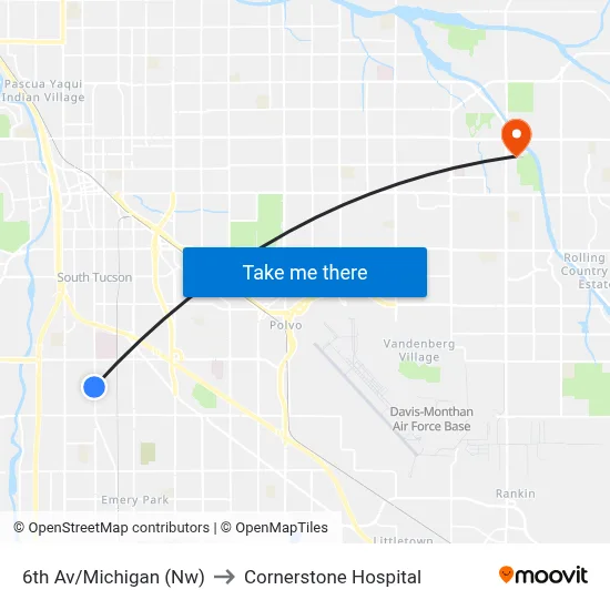 6th Av/Michigan (Nw) to Cornerstone Hospital map