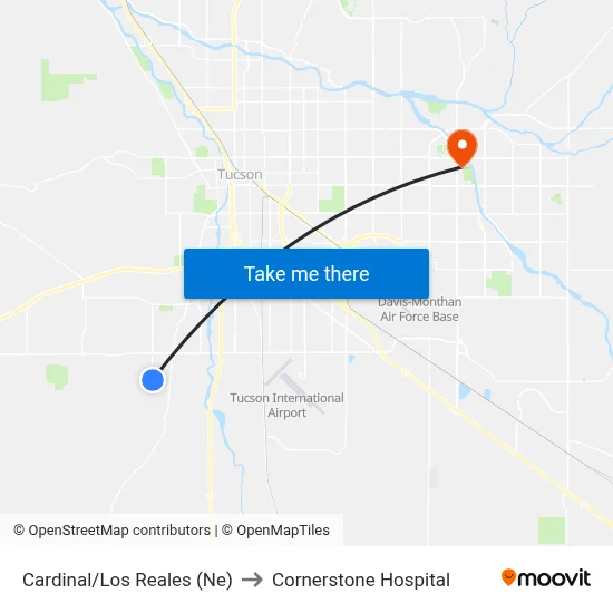 Cardinal/Los Reales (Ne) to Cornerstone Hospital map