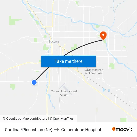 Cardinal/Pincushion (Ne) to Cornerstone Hospital map