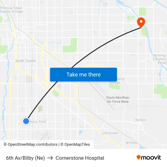 6th Av/Bilby (Ne) to Cornerstone Hospital map