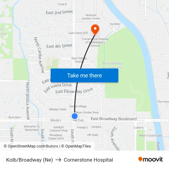 Kolb/Broadway (Ne) to Cornerstone Hospital map