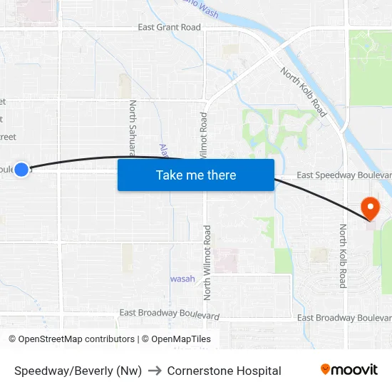 Speedway/Beverly (Nw) to Cornerstone Hospital map