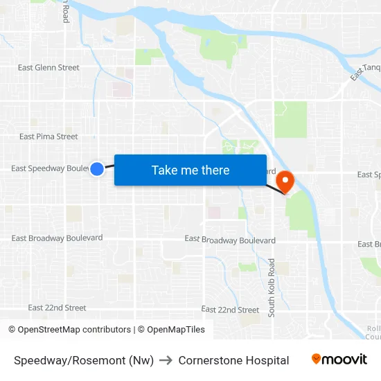 Speedway/Rosemont (Nw) to Cornerstone Hospital map