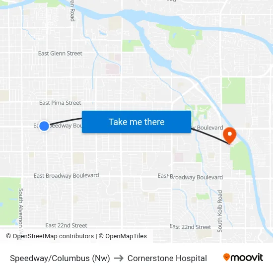 Speedway/Columbus (Nw) to Cornerstone Hospital map