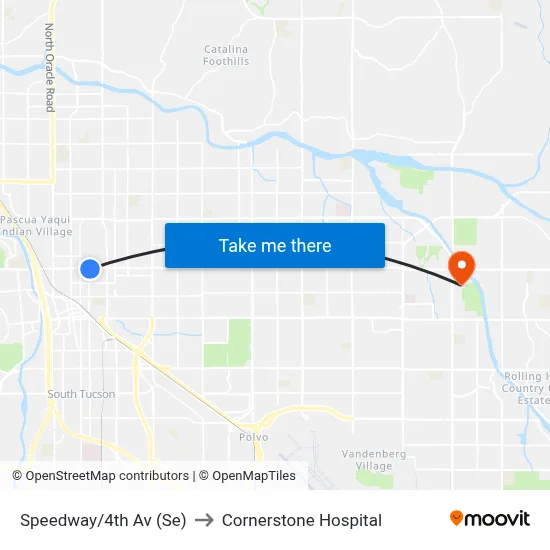 Speedway/4th Av (Se) to Cornerstone Hospital map