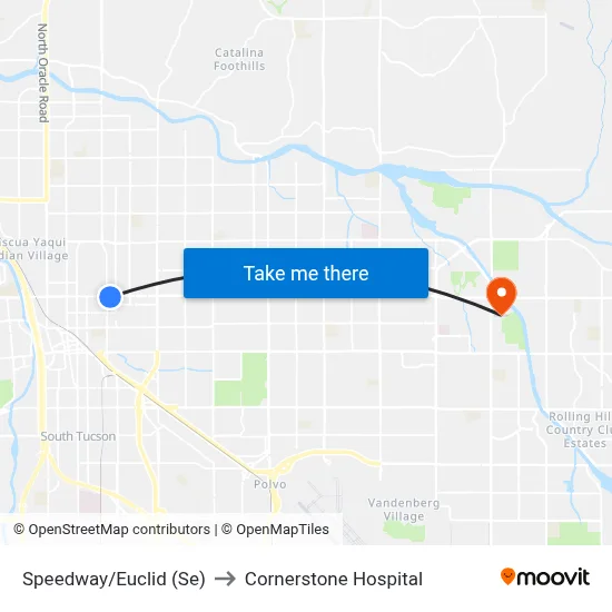 Speedway/Euclid (Se) to Cornerstone Hospital map
