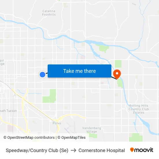 Speedway/Country Club (Se) to Cornerstone Hospital map