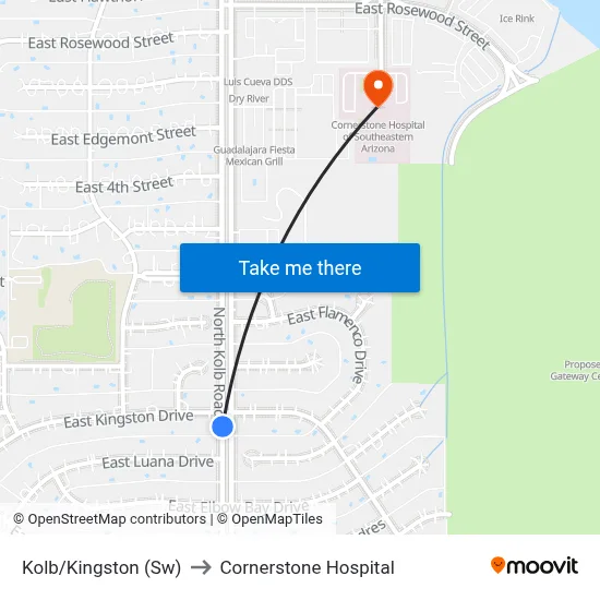 Kolb/Kingston (Sw) to Cornerstone Hospital map