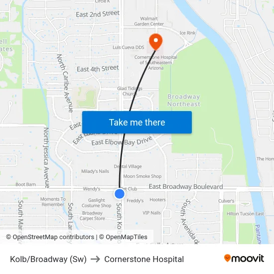 Kolb/Broadway (Sw) to Cornerstone Hospital map