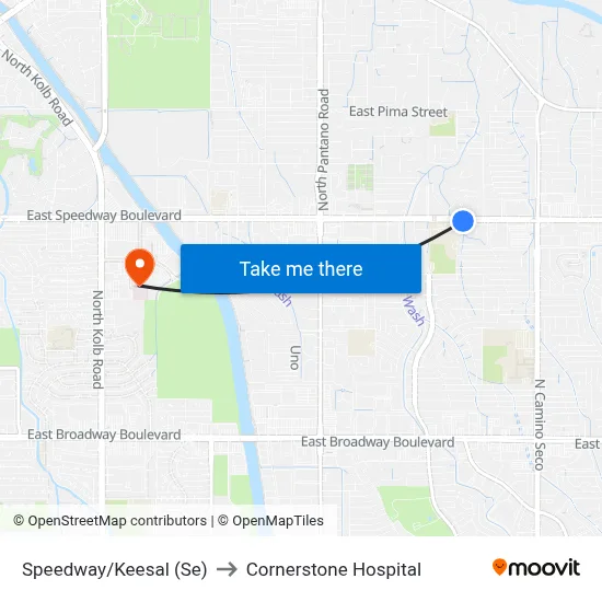 Speedway/Keesal (Se) to Cornerstone Hospital map