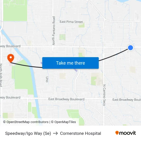 Speedway/Igo Way (Se) to Cornerstone Hospital map